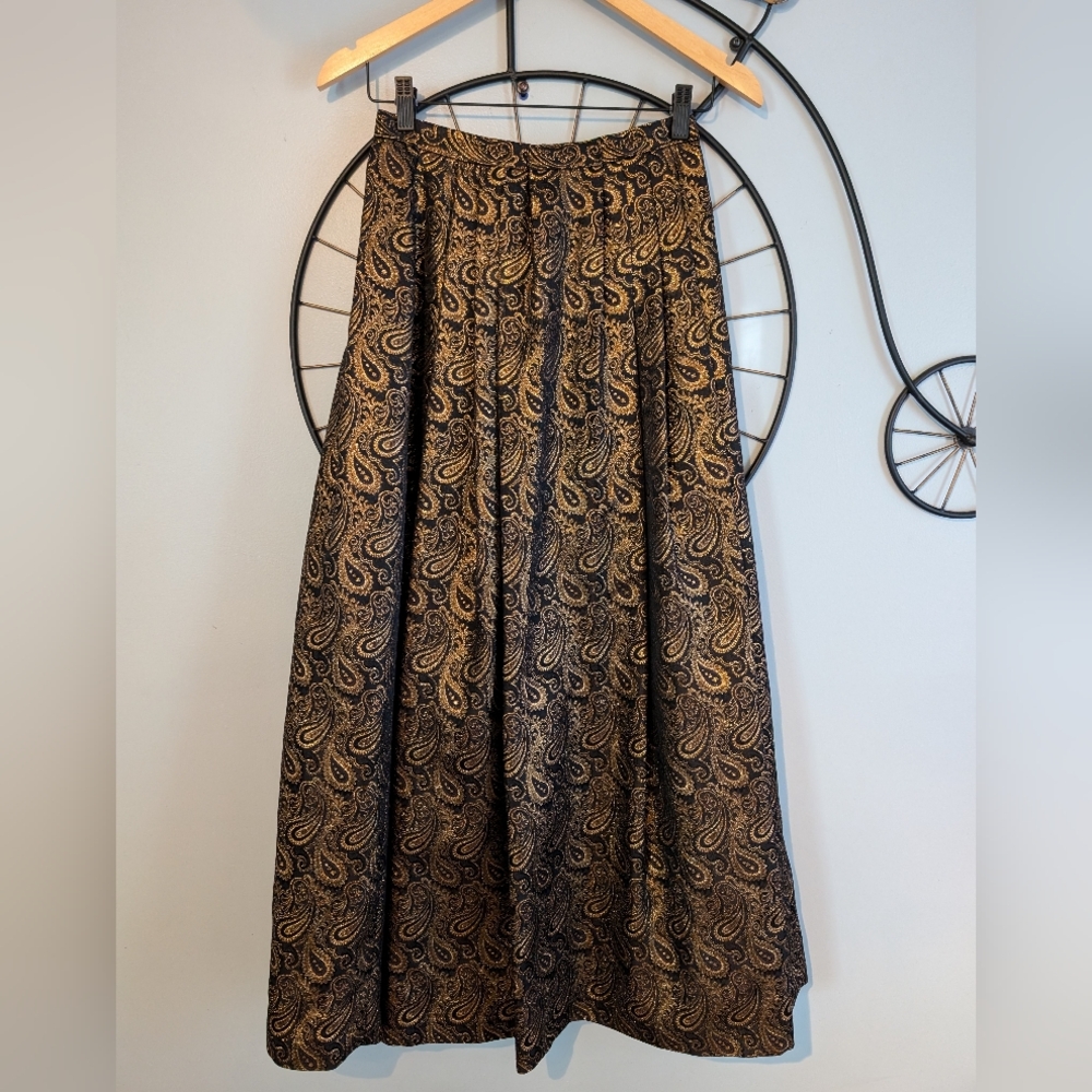 BIGIO Women's Metallic Paisley Maxi Skirt Size 8